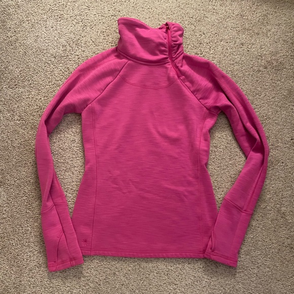 Athleta Tops - Athleta fleece mock neck turtleneck pullover sweatshirt long sleeve hot pink XS